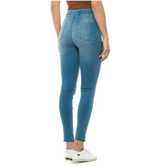 Free People SZ 27Skinny Slim Leg Denim Leggings Stretch Jeans Mid Rise Raw Hem - Picture 1 of 13